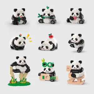 新品系列圣诞礼物3D模型微型积木动物熊猫迷你砖头顽皮熊猫玩具