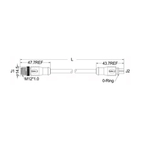 Cable Conector M12 de 5 Pines, Código A, Macho a Hembra, IP67 Impermeable, Conductor de Cobre, Aislamiento de PVC/PUR