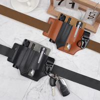 Étui à outils portable en cuir PU, organisateur EDC multifonctionnel à porter à la ceinture pour couteaux, lampe torche et clés