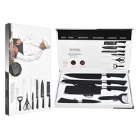 Set de couteaux de cuisine multifonction 7 pièces couteau de chef en acier inoxydable avec boîte cadeau