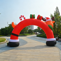 Arche gonflable géante Longgang en forme de renne de Noël, avec canne à sucre et cadeau, résistante à l'eau, pour entrée d'événements festifs en extérieur