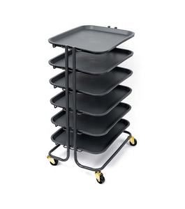 Brawers & Carts de rangement multifonctions Project Cart Storage Rack 6-Tier Golden Rolling Wheels Wire + ABS Storage Plate - Product Image 1