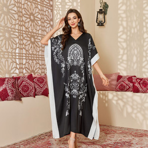 Nova Abaya de Cetim Estampada 2026 para Mulheres, Vestuário Islâmico Tradicional, Robe Longa, Vestido Muçulmano Modesto - Product Image 2