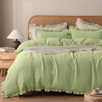 Housse de couette certifiée Oeko-Tex 100% coton, bord festonné, 200TC, ensemble de 2 pièces, 135x200cm, linge de lit en mousseline, super doux et respirant