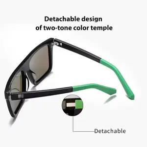 نظارات شمسية بتصميم عادي مستقطبة مقاومة للانزلاق بإطار من مادة الأسيتات ومستطيلة الشكل نظارات شمسية للقيادة 2024 Uv400 ذات ساق مجوفة