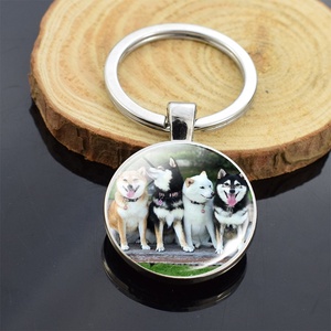 Animals Key Chains Jewelry Siberian Husky Double Side Keychain <strong>Dog</strong> Photo Glass Cabochon <strong>Keyring</strong> - Product Image 5