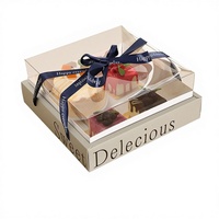 Nouvelle boîte d'emballage rectangulaire à quatre compartiments en carton alimentaire pour desserts, personnalisable avec logo, impression offset pour gâteaux et mousses