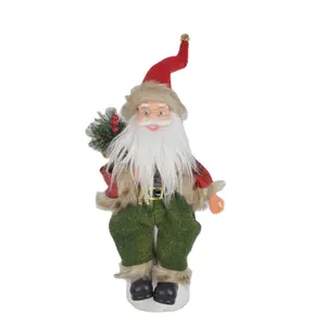 新しいデザイン卸売座ってクリスマス装飾プラスチックぬいぐるみサンタクロース置物人形