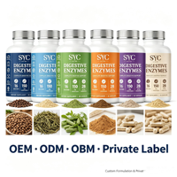 SYC BIO Formule d'enzymes digestives à base de plantes en capsules, 60 capsules, marque privée, OEM, ODM, prix d'usine, vente en gros