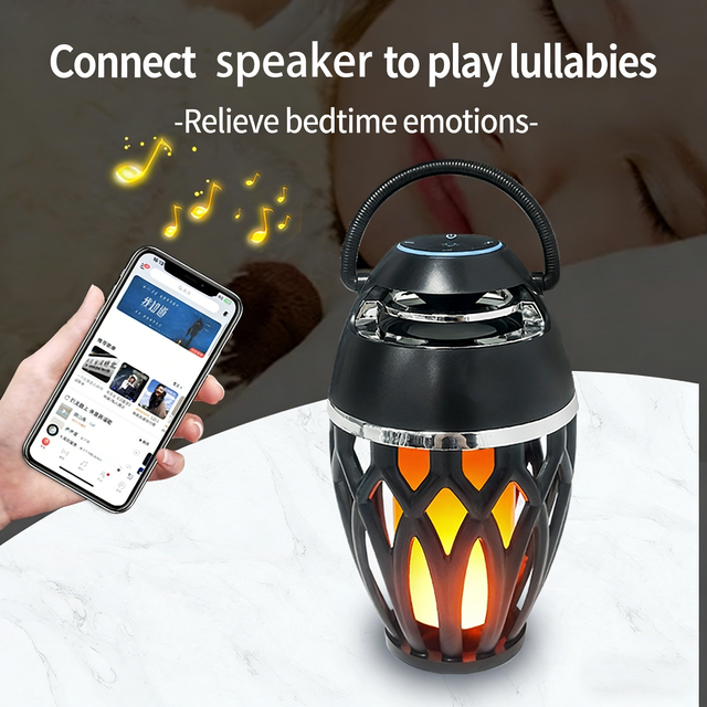 Mini Wireless Mesh Flame Speaker OEM/ODM 2.4G Dual Module for V5.5 RGB LED Rechargeable Battery IPX6 Waterproof for