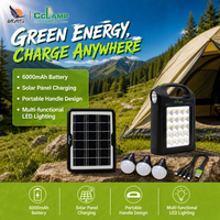 Éclairage solaire LED, panneau 6V 4W, batterie au lithium 6000mAh, étanche IP67, 95 CRI, 6000K, lumière du jour, lampe portable multi-sorties