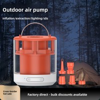 Pompe à air portable transfrontalière pour extérieur, adaptateur de valve en plastique, éclairage ambiant, fonction SOS, équipement multifonctionnel double usage pour l'extérieur