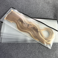 Sacs d'emballage en plastique réutilisables de luxe pour perruque avec logo, sac long givré à fermeture éclair en PVC pour accessoire d'extension de cheveux