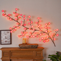Décoration murale lumineuse LED en rotin flexible, motif feuilles d'érable romantiques, roses et papillons