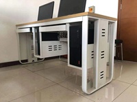 Bureau en bois pour salle d'ordinateurs à deux places avec espace de rangement pour l'apprentissage des élèves pour salle de laboratoire Supermarché Hôtel