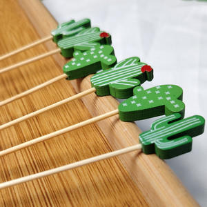 Grosir gigi bambu berbentuk kaktus untuk dekorasi makanan pesta tusuk sate bambu - Product Image 2