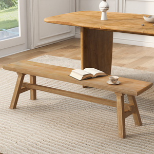 Panca in Legno Massello da 55 Pollici Stile Rustico Farmhouse con Vano Contenitore per Ingresso o Camera da Letto - Product Image 2