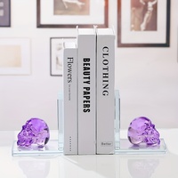 Statues de Têtes de Crânes en Verre K9 Colorées, Sculptures en Cristal pour Décoration Feng Shui, Élément Décoratif Unique pour la Maison