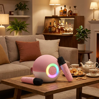 Système de haut-parleurs portables pour chanter avec lumière d'ambiance, cadeaux de Noël et d'anniversaire, machine de karaoké pour enfants avec 2 micros sans fil