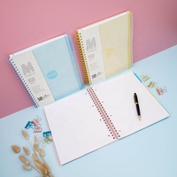 Carnet de notes vintage à rayures géométriques, 60c, couverture transparente en PP, pour étudiants, A4, agenda en spirale