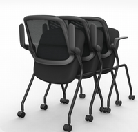 Chaise de bureau empilable en maille avec roulettes, ergonomique, pour étudiants et conférences, avec table d'écriture optionnelle pour salle de réunion