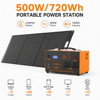 Station d'énergie solaire 500W 720Wh avec batterie LiFePO4, onduleur à onde sinusoïdale pure, contrôleur MPPT et recharge sans fil pour la vie hors réseau