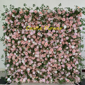 Фон для свадебной цветочной стены 8ft X 8ft белая Орхидея Розовая ткань Роза Гортензия искусственный цветок 3D стена для декора рулонная панель - Product Image 3