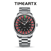 Montre pour homme au design unique, résistante à l'eau, thème casino, cadran en cristal, design de jeu de dés, bracelet en cuir, montre à quartz