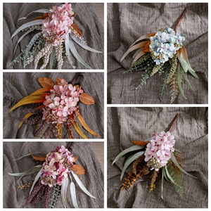 Bouquet de fleurs artificielles CallaFloral Hydrangea rose et orange, décoration de mariage, artisanat à tenir à la main - Product Image 3