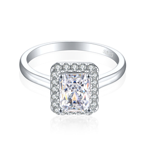 Bague fine étoile du soleil Bagues en argent sterling 925 plaqué rhodium Série <span class=keywords><strong>flamme</strong></span> Bagues de mariage carrées en pierre de zircon - Product Image 3