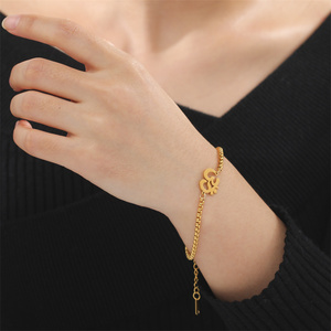 Bracciale con Charm <span class=keywords><strong>Aum</strong></span> Om Indiano per Donne e Uomini, Placcato in Oro 18k, Acciaio Inossidabile, Regolabile - Product Image 6