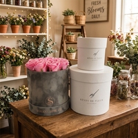 Boîtes en carton rondes en velours recyclé OEM avec gaufrage pour le rangement décoratif et les cadeaux floraux