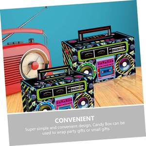 Boîte à dragées en carton écologique en forme de <span class=keywords><strong>radio</strong></span> rétro années 80-90, idéale pour les fêtes hip-hop, décoration de table, cadeau, bonbons - Product Image 5