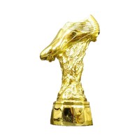 Trofeo de Bota de Oro Personalizado para Fútbol, Estilo Bota Dorada con Base de Metal Pulido y Textura de Roca, Premio Deportivo para Ganadores