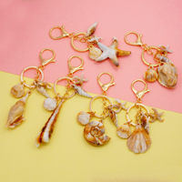 Porte-clés en résine style marin, bijoux marins, pendentif coquillage étoile de mer, breloque océan, souvenirs de plage, ornement de sac à main, cadeau de vacances