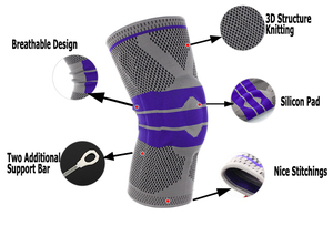 Genouillère de compression respirante antidérapante Polyester Nylon Fitness Running Tricoté Genouillère Protection douce - Product Image 5
