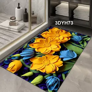 Wholesale Custom Hot Sale Floral Patterns Bathroom mat Diatomite Quick Dry Eco-Friendly Anti-slip Shower Rug and Carpet