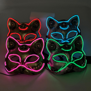 <span class=keywords><strong>Masque</strong></span> LED Lumineux Visage de Chat, <span class=keywords><strong>Masque</strong></span> Steampunk, Décoration d'<span class=keywords><strong>Halloween</strong></span> pour Soirées DJ, Brille dans le Noir - Product Image 2