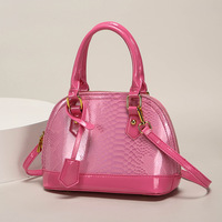 Sac à main en cuir verni brillant pour femme, motif peau de serpent coloré, fermeture éclair, doublure en polyester, texture haut de gamme