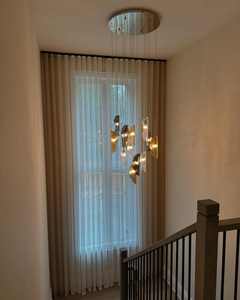 Lampadario Moderno <span class=keywords><strong>a</strong></span> <span class=keywords><strong>Sospensione</strong></span> in Vetro Ghiacciato Rotondo <span class=keywords><strong>LED</strong></span> Lungo <span class=keywords><strong>per</strong></span> Scale - Product Image 2