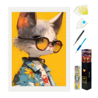 Kit de Peinture Diamant DIY Personnalisé 30*40/40*50 Décoration Murale Chat Mignon Coloré Style Européen Emballage Boîte Imprimée
