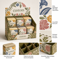 Boîte de présentation personnalisée pour six savons en barre, prête à la vente, en carton pour l'emballage de savons artisanaux