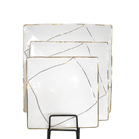 Ensemble de vaisselle en porcelaine avec bordure dorée en gros, ensemble de vaisselle pour la maison, ensemble de bols en céramique, fournisseur d'hôtel d'usine