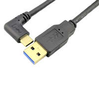 Câble de charge rapide et de transfert de données USB 3.0 Type-C 3.1 mâle-mâle en forme de L à angle droit de 2 m, nickelé, avec gaine TPE/PVC