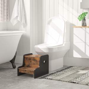 Tabouret de lit en bois à deux marches pour enfants pour l'apprentissage de la propreté Décoration moderne et champêtre Marque Zzm Fabriqué en Europe - Product Image 1