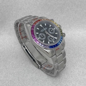 Nouvelle montre chronographe à quartz pour hommes de 39 mm en acier massif avec lunette en cristal coloré, mouvement VK63 - Product Image 4