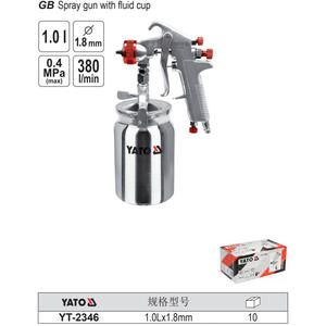 Pistolet à peinture Yato Air Spray Gun 0.1L 1.0mm à alimentation par gravité pour meubles, cuir, voitures - Product Image 3