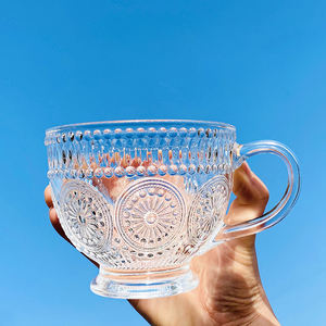 Taza de <span class=keywords><strong>desayuno</strong></span> de vidrio, <span class=keywords><strong>tazas</strong></span> de capuchino con diseño en relieve, venta al por mayor - Product Image 4