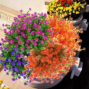 Plantes artificielles vertes en bois, fausses boîtes de 20 cm 14x9 pouces, fleurs artificielles pour l'extérieur, pour décoration de jardin, boîte de fenêtre, décoration de mariage, maison - Product Image 1