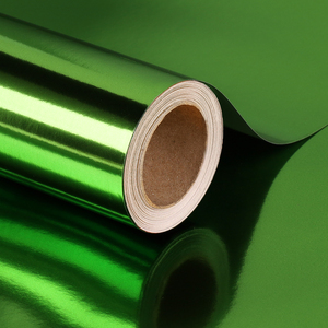 Hot Sale Glossy Metallic Shiny Gift Wrapping <b>Paper</b> <b>Roll</b> Pure Green Single-sided Coated <b>Paper</b> For Party Decoration - Product Image 3
